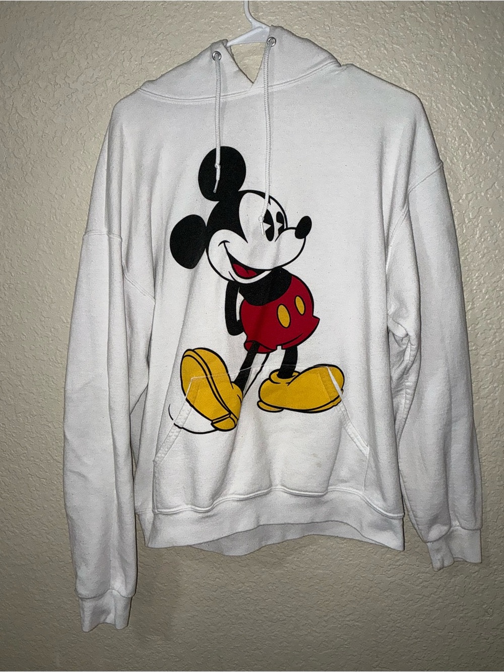 Disney Parks Mickey Mouse White Pullover Hoodie Sweatshirt Adult L Read Details